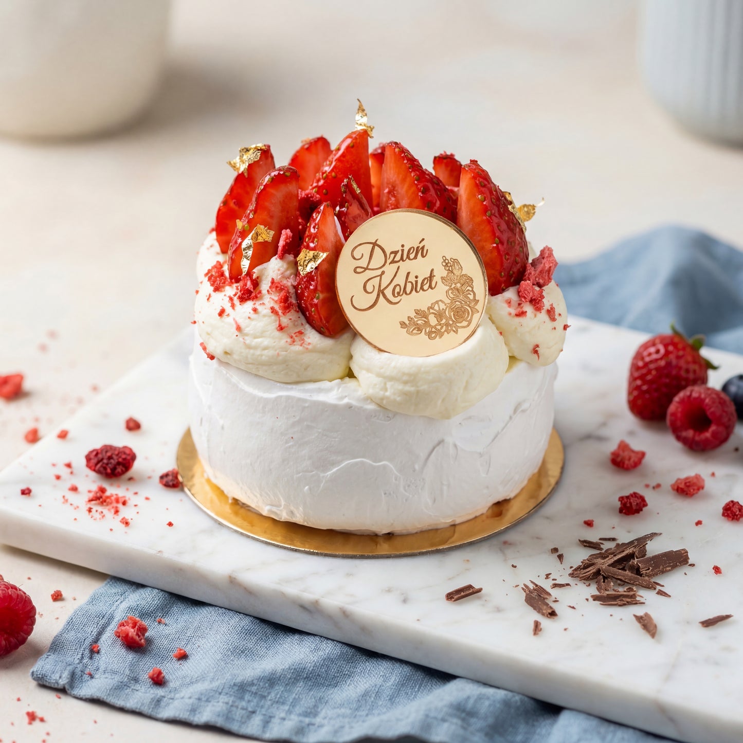 Mini Pavlova z kremem waniliowym i truskawkami