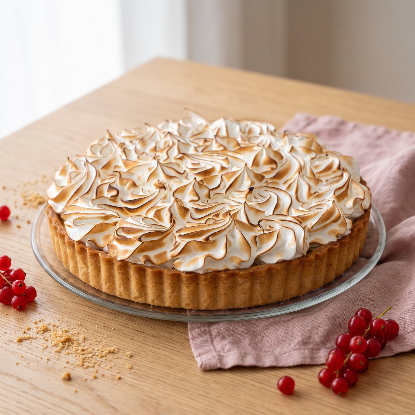 Tarta Rabarbarowo-Porzeczkowa z Opalaną Bezą